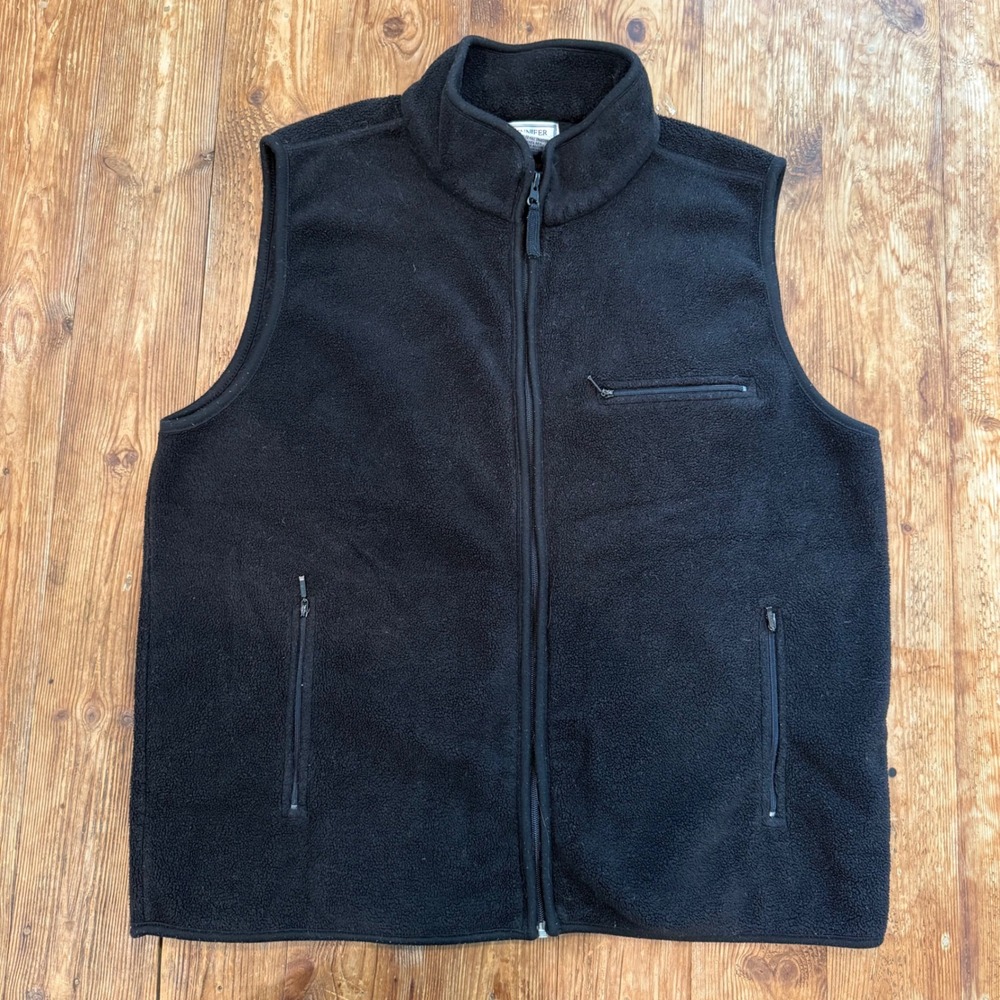Jennifer Moore Black Fleece Full Zip Classic Vest Cozy Women's Large EUC
